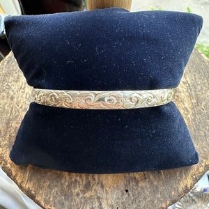 Vintage Sterling Silver Floral Engraved Danecraft Bangle Stacking Bracelet 8”