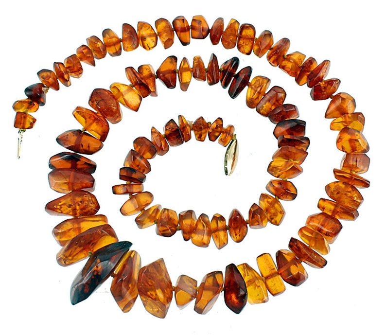 Antique 14k Gold Genuine Graduated Chunk Russian Baltic Amber 50g Knotted Necklace 24Amber necklaceGood Giftnugget beadsAntique