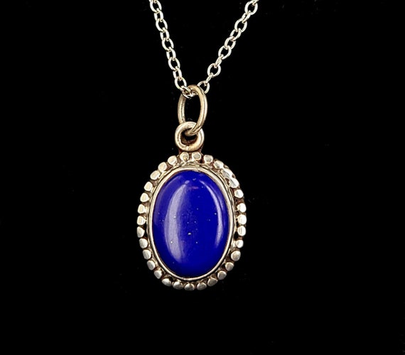 Vintage Sterling Silver Deep Blue Lapis Gemstone P