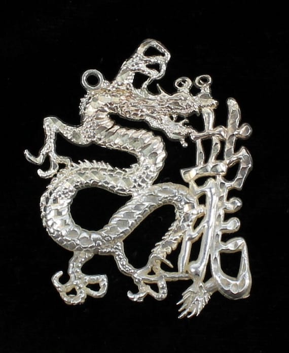 Vintage Sterling Asian Lizard Dragon Design Pendan