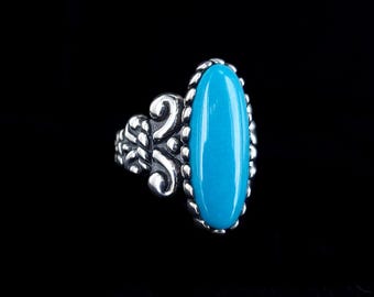 Carolyn Pollack Ring aus Sterlingsilber mit blauem Türkis, Größe 6