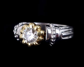 Estate Platinum 18k  Gold 1 ct GHI color VS1-SI Diamond Engagement Wedding Ring sz 7 /Diamond Jewelry/ Diamond Ring Gifts for her/ Good gift