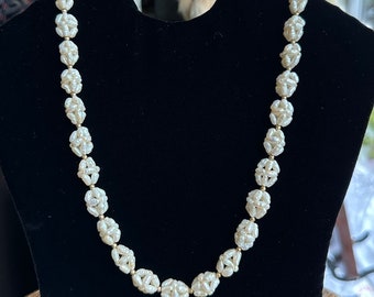 Vintage 14K Yellow Gold Freshwater Rice Pearl Hand Knotted Bead Necklace 28"