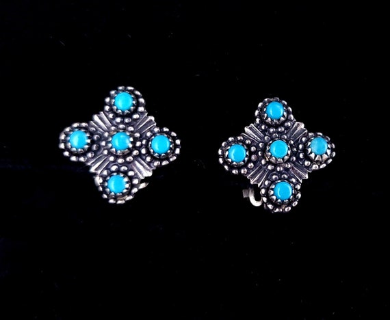 Vintage Native American Sterling Silver Turquoise… - image 1