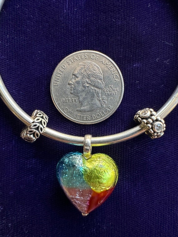 Pandora Sterling Silver Multi Color Dangle Heart … - image 3