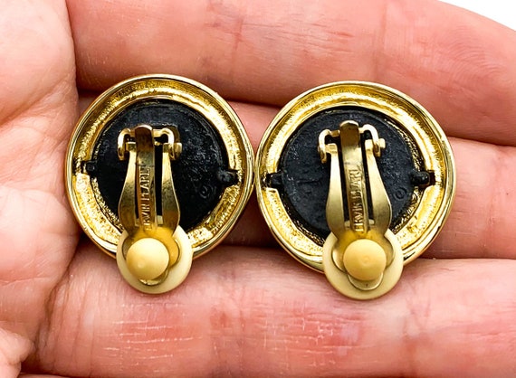 Vintage Erwin Pearl Gold Tone Coin Clip on Post Earrings Etsy