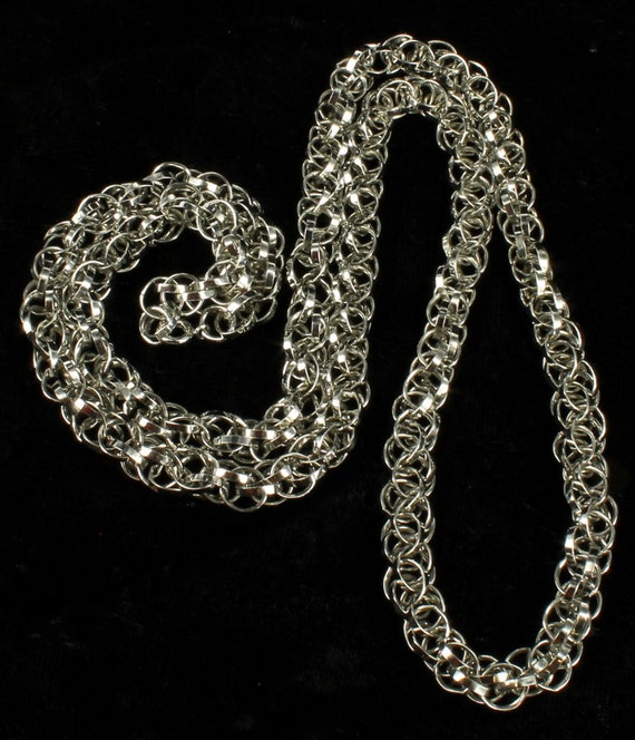 Vintage Mid Century Silver Multi Loop Twist Chain… - image 2