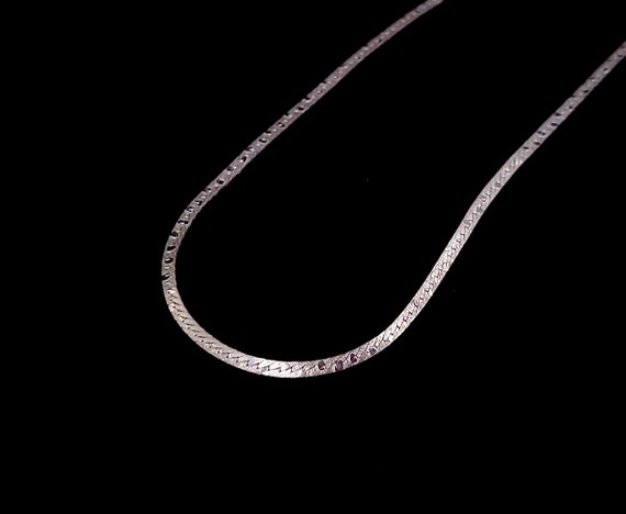 Vintage Sterling Silver 2mm Flat Herringbone Snak… - image 6