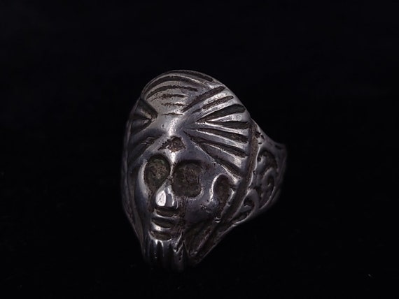 Antique Deco Sterling Silver Heavy Mans Face Unis… - image 1