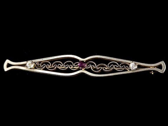 Antique Art Nouveau Victorian Silver Clear Purple… - image 1