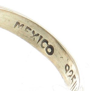Vintage Sterling Silver Mexico Onyx Aztec Design Oval Cab Ring 6.5 1960s image 4
