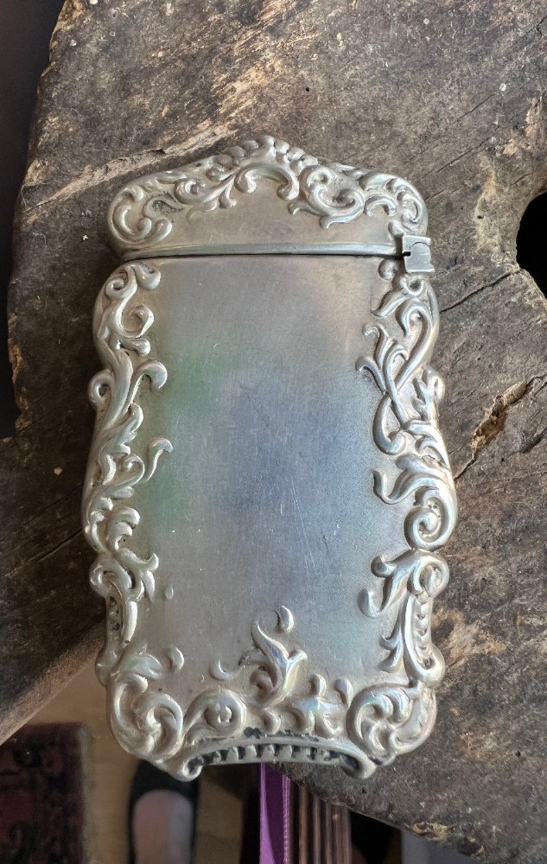 Antique Sterling Silver Vesta Match Safe Case Repousse Victorian With ...