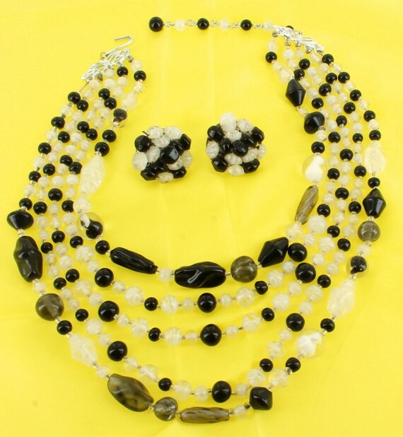 Vintage Czech Glass Smoky Bi-morphic Beads 5 Stra… - image 2