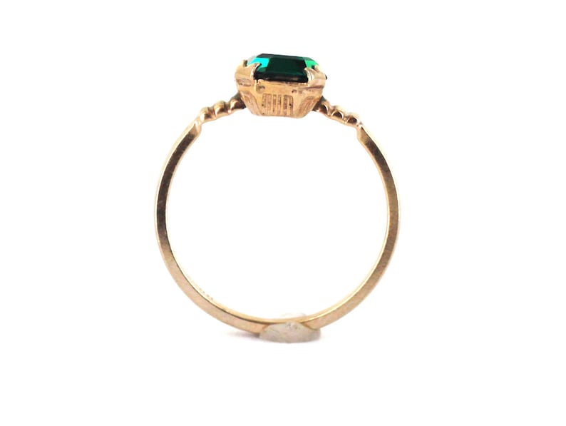 Antique Uncas Art Deco 10k Gold Filled Green Emerald Paste Solitare Ring Size 6 Antique Solitare Paste Ring Green Stone Ring