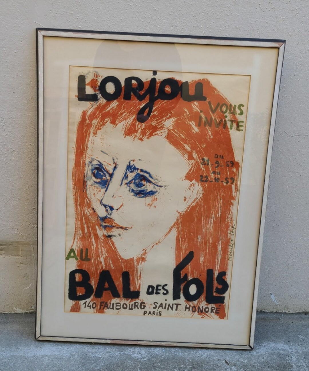 Affiche Lithographique Originale Bernard Lorjou "30 Dessins" Galerie Bussière 1968, Mourlot