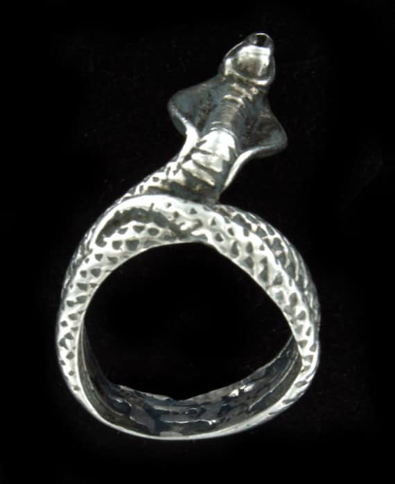 Antique Sterling Victorian Coiled Snake Cobra Hand Made Ring sz 9.5 Can Be Sized