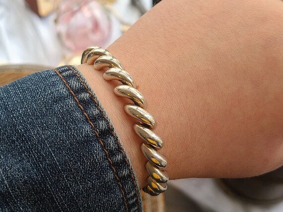 Vintage Sterling Silver Puffy San Marco Macaroni Link Italian - Etsy