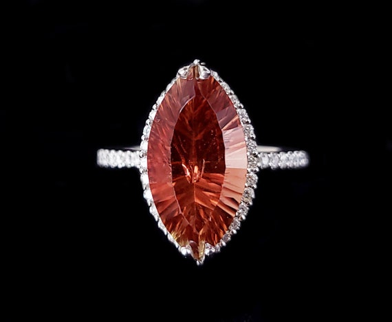 Estate 14k White Gold 5.83cttw Spessartite Garnet… - image 3