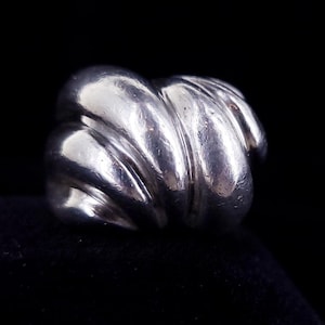 Vintage Mid Century Brutalist Sterling Silver Wave Ring, Size 7