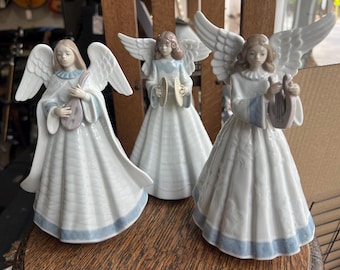 Lladro Angel Christmas Music Tree Toppers Lot 3 #5830 #5963 #5876 Porcelain