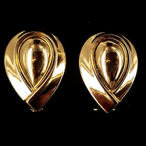 Vintage Gold Tone Christian Dior Teardrop Design Mid Century Clip on Earrings 1.1” /Christian Dior Jewelry /Designer Earrings/ Gifts for her