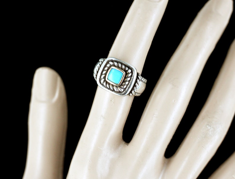 Vintage Carolyn Pollack Sterling Silver 14k Twisted Rope Turquoise Ring 7 Southwestern Rope Twisted 925 turquoise Ring Designer Ring