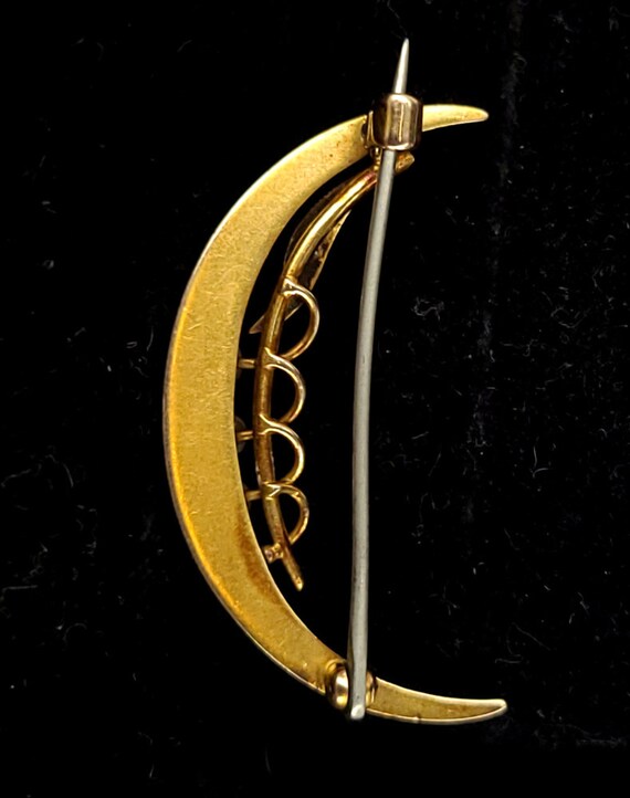 Antique 14k Yellow Gold Victorian Crescent Moon M… - image 3