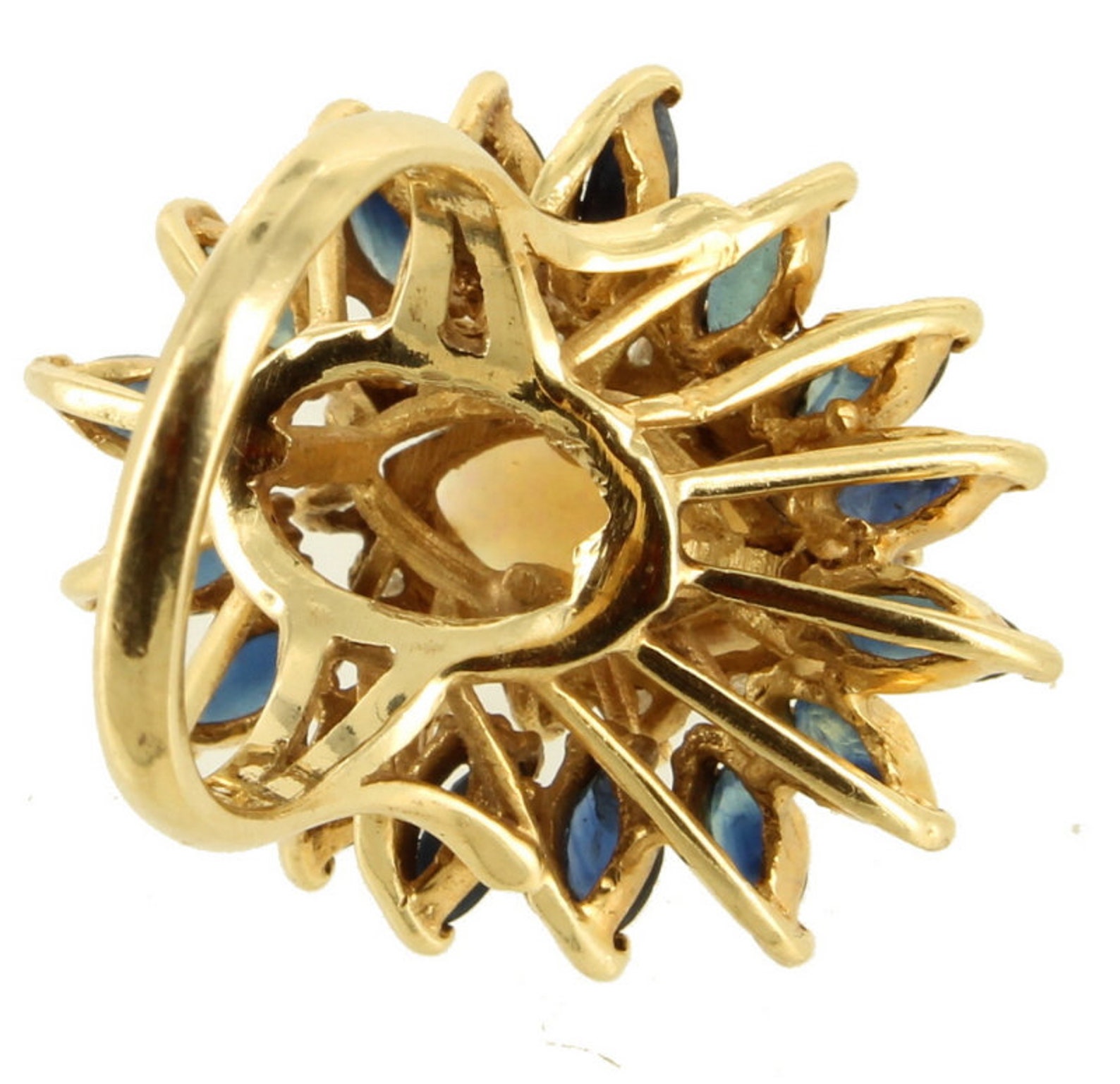 Vintage 14K Gold Huge Statement Ring / Sapphires .60cttw Etsy