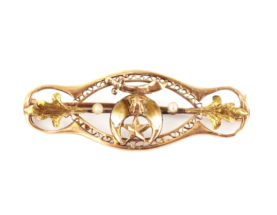 Antique Victorian 10K Gold Shriners Crescent Moon