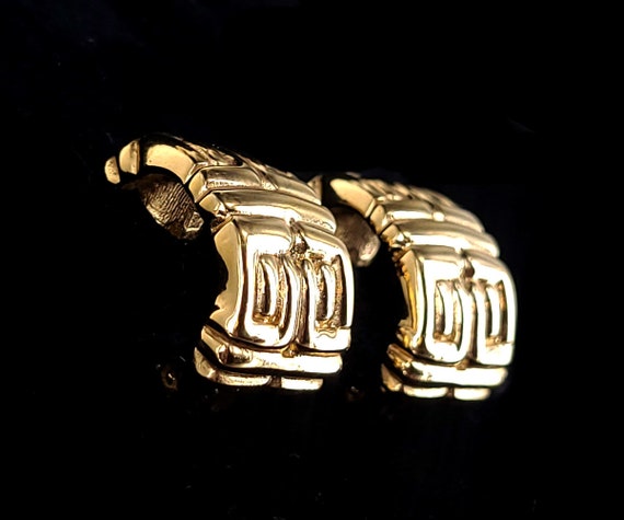 Vintage Givenchy Signed Geometric  Pattern Gold P… - image 3
