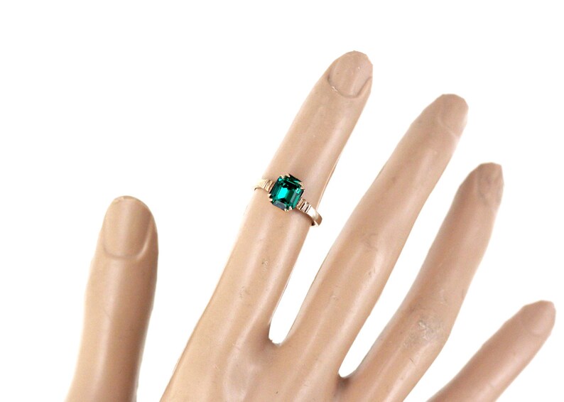 Antique Uncas Art Deco 10k Gold Filled Green Emerald Paste Solitare Ring Size 6 Antique Solitare Paste Ring Green Stone Ring