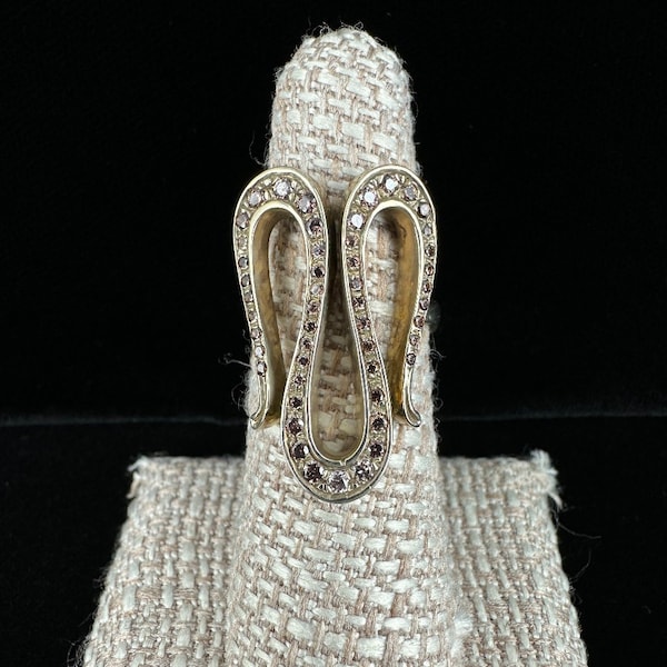 Vintage Designer NOS Gold Over Sterling Brown CZ Abstract Gothic Snake Ring 6/ Good Gift/ Gift for Her/ Gift for Him