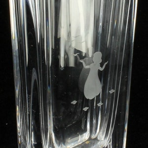Vintage Mid-Century Swedish Skruf Crystal Thin Vase Intaglio Child Birds Sweden/ Swedish Glass/ Good Gift/Gift For Her/MidCentury Glass Vase