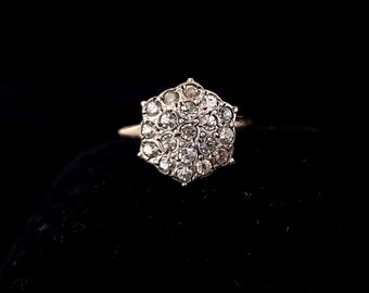 Antique Victorian Gold Filled Mine Cut Pave Paste Stunning ring size 5 / Gold Filled Jewelry / Gifts for her / Good Gift / Victorian Gift