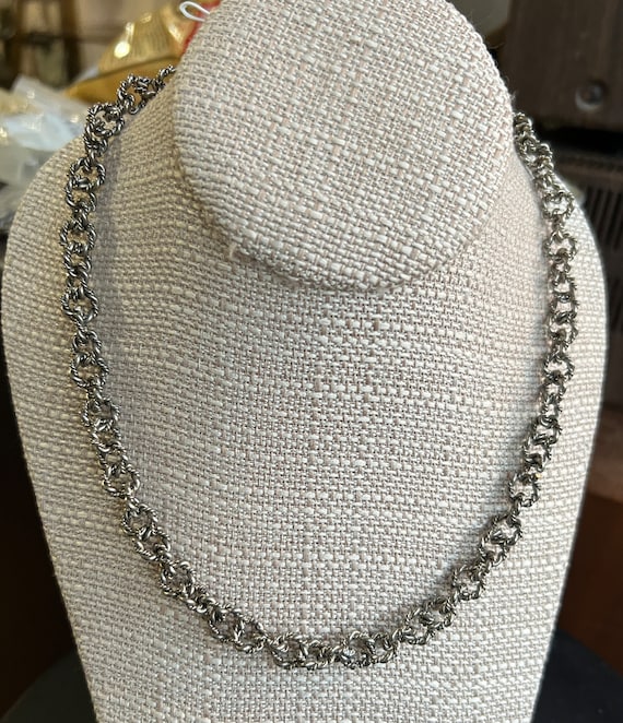 Vintage Mid Century Silver Plated Double Twist Link Signed Bon