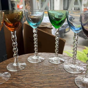 Vintage MCM Cordial Shot Glass Set of 6 Rainbow Barware Stemmed Aperitif Kitsch/ Good Gift/ Gift for her/ Gift for Him/ Gift/ Aperitif Glass