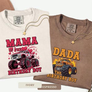 Comfort Colors® Monster Truck Birthday Matching Family Outfit, Mama Dada Jam Party T-Shirts zdjęcie 3