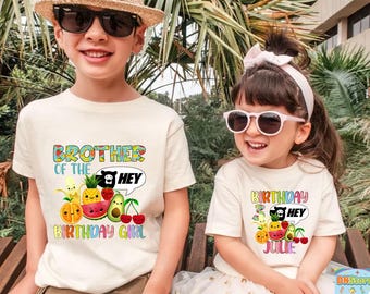 Camisetas familiares de cumpleaños con temática de frutas, atuendo infantil personalizado con nombre y número, camiseta de cumpleaños de frutas para niña o niño
