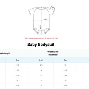 K&ouml;nnte beinhalten: Eine wei&szlig;e Tabelle mit Ma&szlig;en f&uuml;r einen Baby-Body. Die Gr&ouml;&szlig;en reichen von Neugeborenen bis 24 Monaten. Die Ma&szlig;e umfassen K&ouml;rperl&auml;nge (cm und Zoll), Brustweite (cm und Zoll) und &Auml;rmell&auml;nge (cm und Zoll).