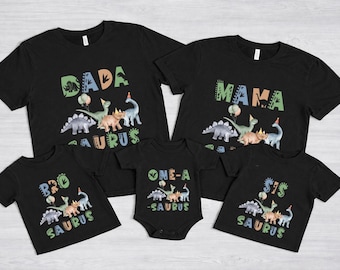 Family Matching Dinosaur Birthday Shirts, Dino Theme Bday Party Outfit