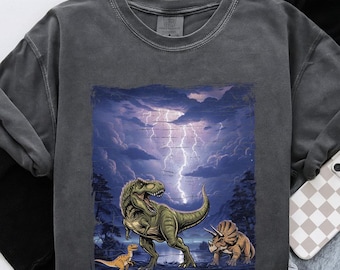 Comfort Colors Vintage Jurassic Dinosaur 90s , Retro T-Rex & Triceratops Shirt, 90s Prehistoric Graphic Tee