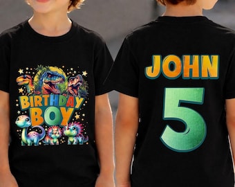 Boys Dino Theme Outfit, Custom Name Age Top, Toddler Party Celebration