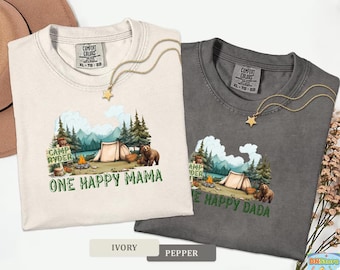Comfort Colors Matching Family One Happy Camper Shirts, Dad Mom Brother Sister Camping Tees