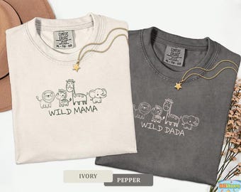 Comfort Colors Wild One Family Matching First Birthday Shirts: Custom Wild Mama Wild Dada Safari Theme Birthday T-shirts