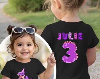 Dinosaur Birthday Girl Shirt – Cute Three Rex Girl Tee, Birthday Girl Shirt, Dinosaur Shirt, Girl Birthday Tee, Personalized Matching Shirts