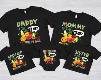 Fruit Theme Birthday Family Shirts, Custom Name Number Kids Outfit, Fruit Bday Girl/Boy Tee