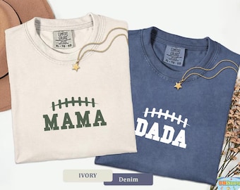 Camisetas de cumpleaños de mamá y papá de Comfort Colors, camisetas de fútbol a juego