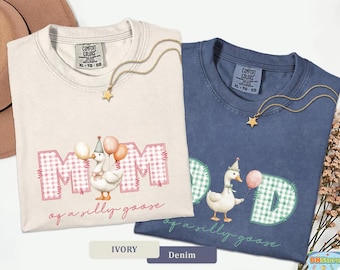 Camisetas familiares a juego para el primer cumpleaños de Silly Goose, camiseta de mamá ganso, camiseta de papá ganso, un atuendo de fiesta de Silly Goose, regalo para mamá y papá