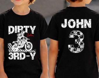 Dirty 3RDY Motocross Birthday Shirt for Boys, Dirt Bike Party Tee