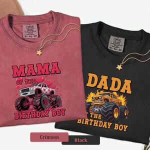 Comfort Colors® Monster Truck Birthday Matching Family Outfit, Mama Dada Jam Party T-Shirts zdjęcie 5